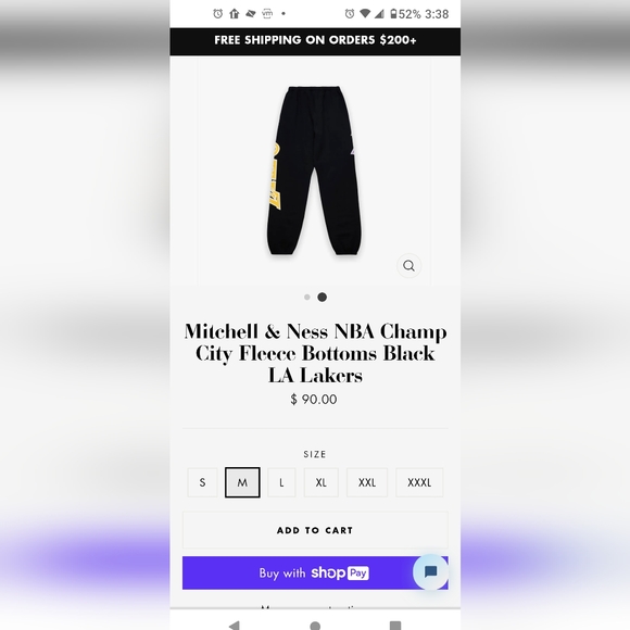 NBA LOS ANGELES LAKERS FLEECE BOTTOMS (JOGGER'S) - Picture 3 of 7